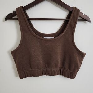 Refuge Athletics Brown Cropped Tank Top Size Medium Athleisure Workout Comfort